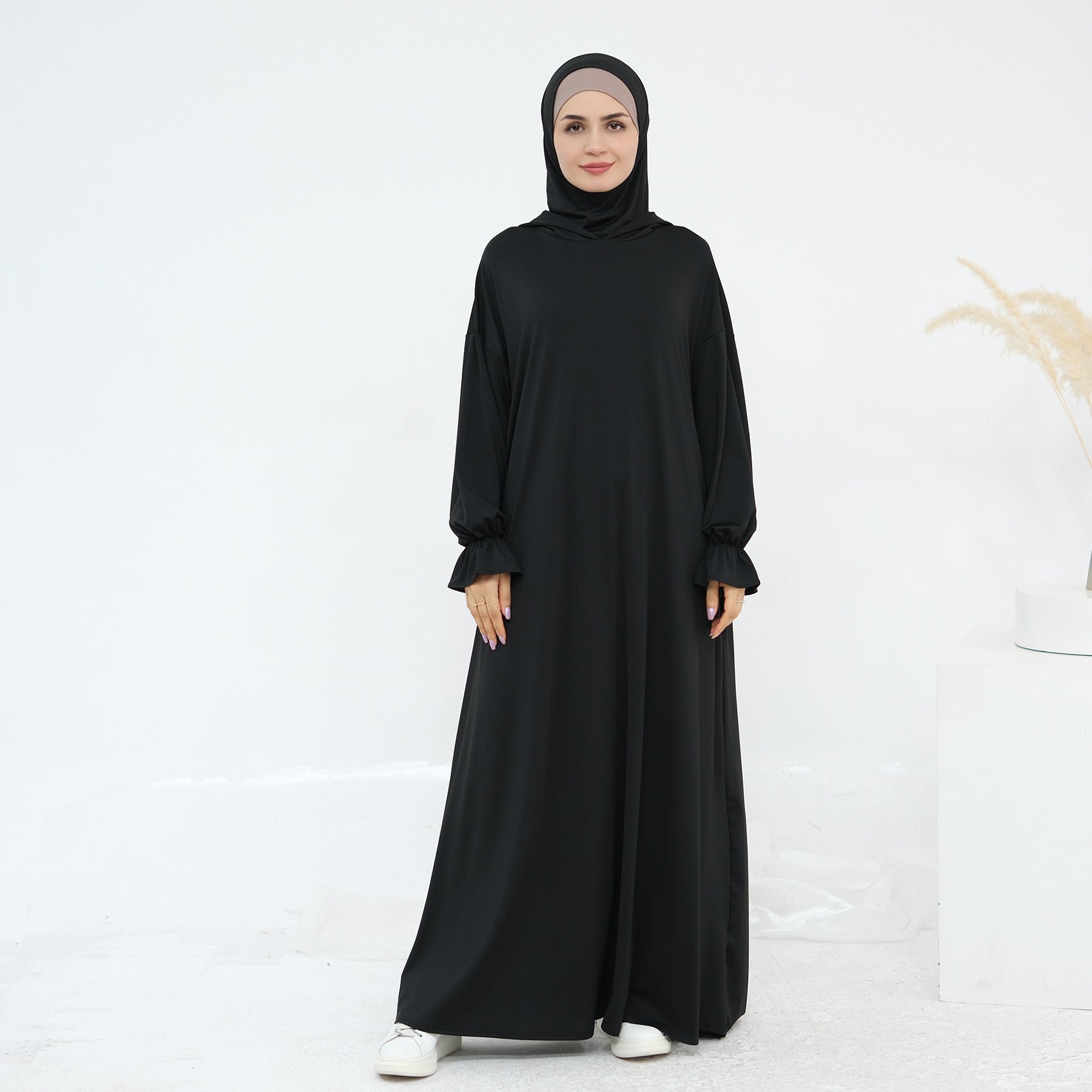 Solid Color Hooded Cape Abaya