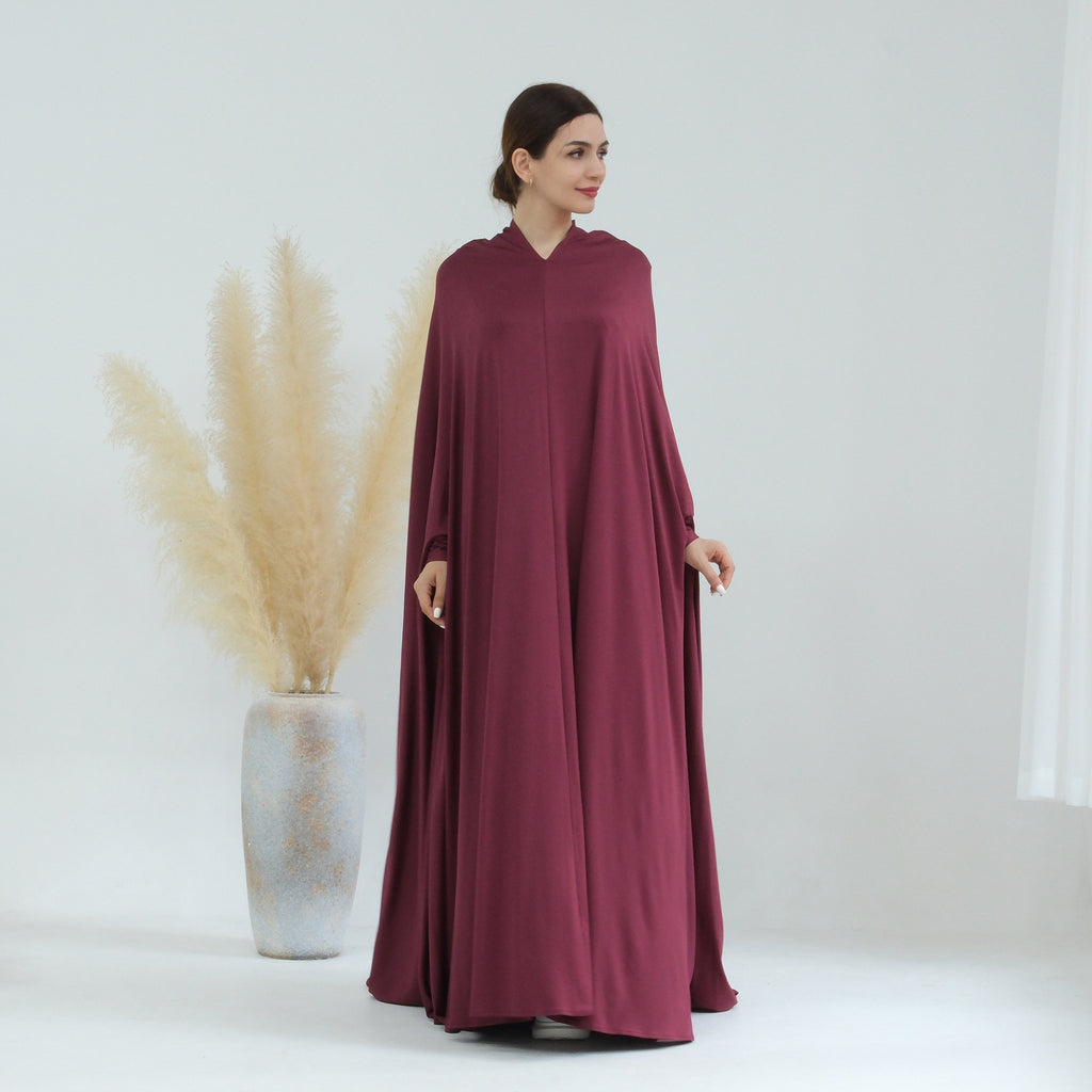 Elegant Solid Color Cape Jilbab
