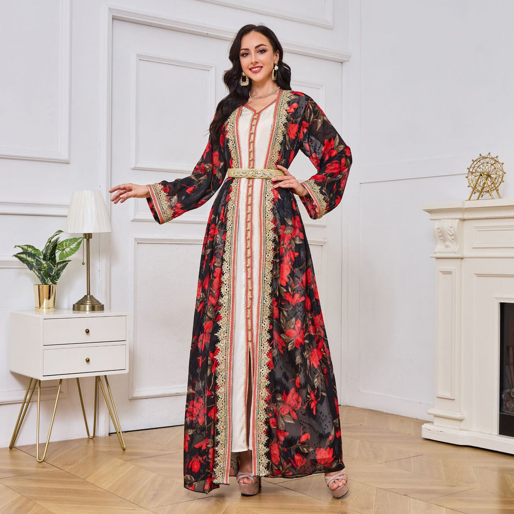 عبايات حمراء مطبوعة