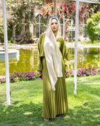 Round Neck Top & Pleated Skirt Set