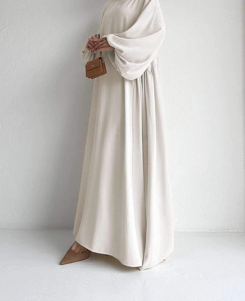 Plain Bubble Sleeve Abaya