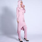 2 Pcs Solid Color with Hat Abaya Set