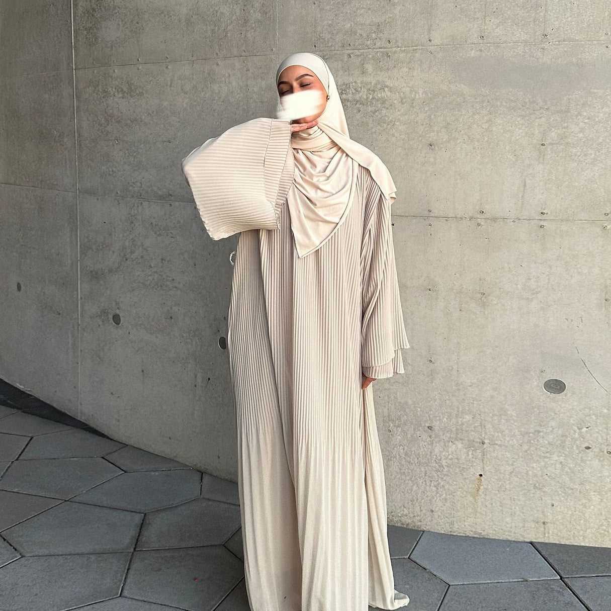 Chiffon Pleated Solid Color Abaya