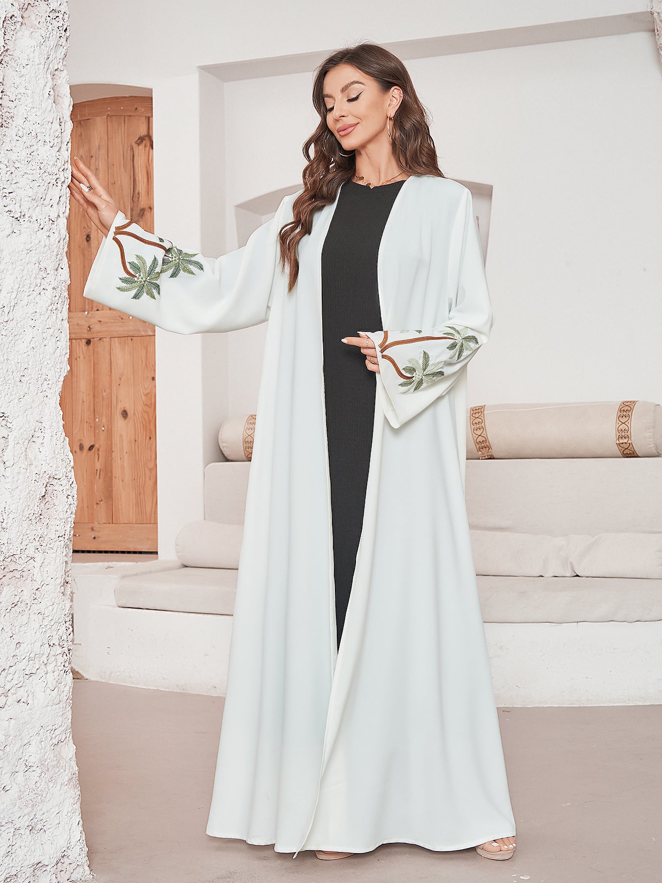Embroidered Solid Color Abayas