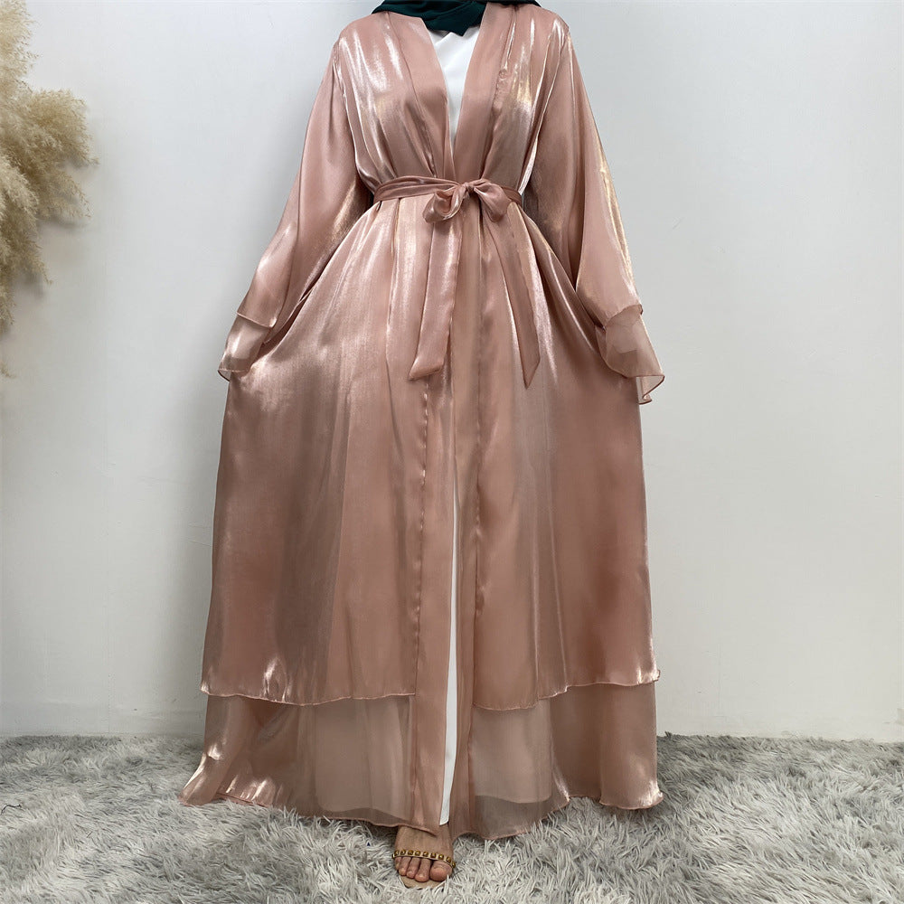 Shiny Satin Cardigan Abaya