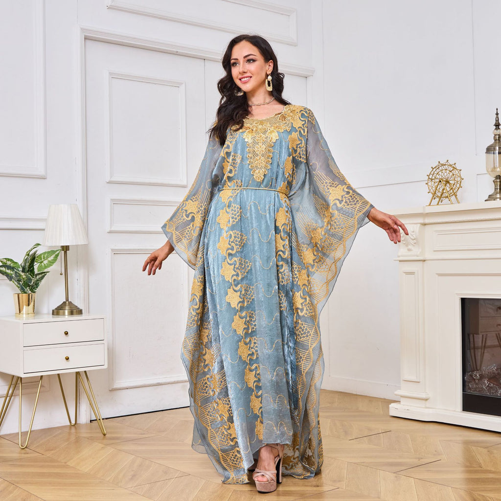 Embroidered Beaded Two Piece Set Abaya