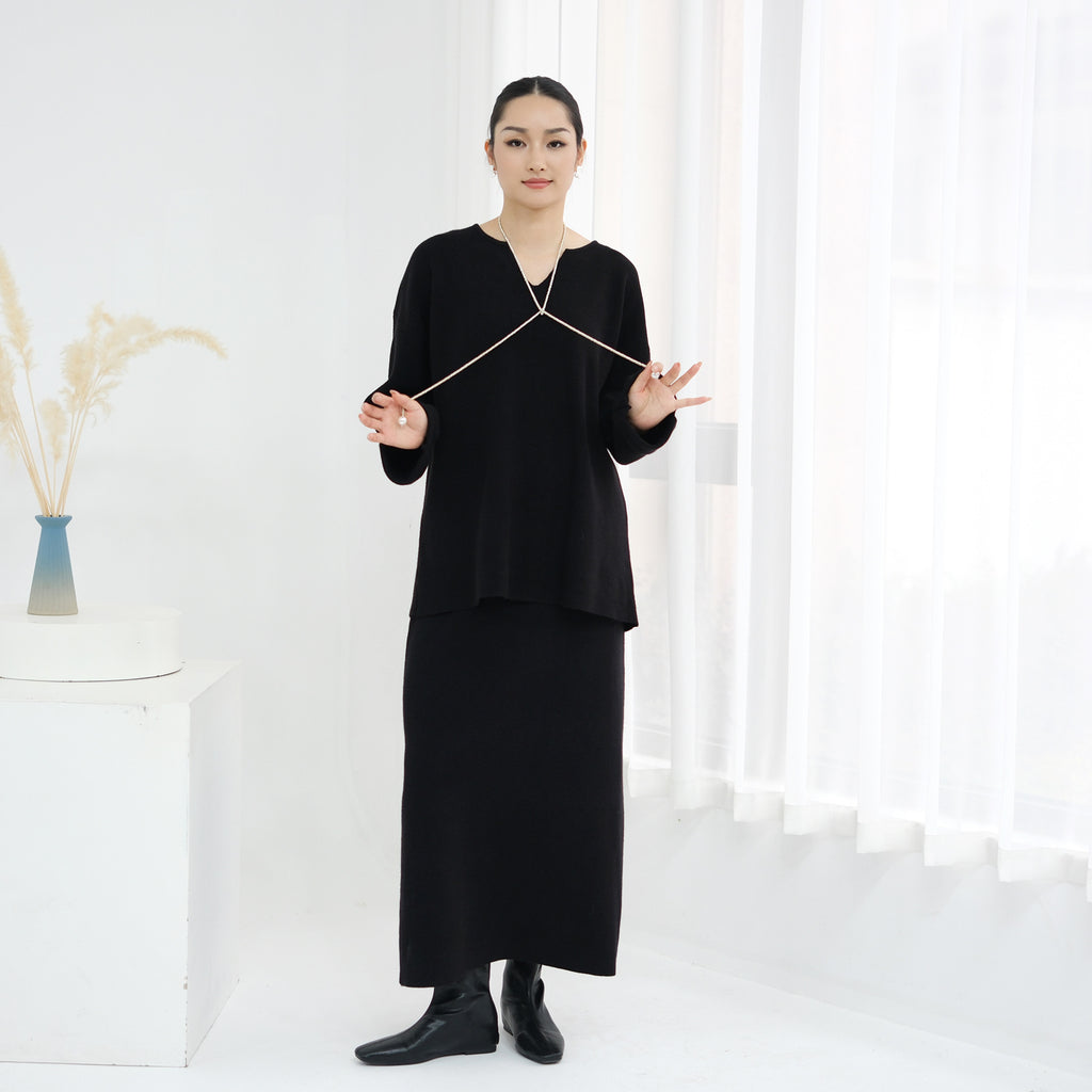 Autumn and Winter Thickened Knitted Abaya Set