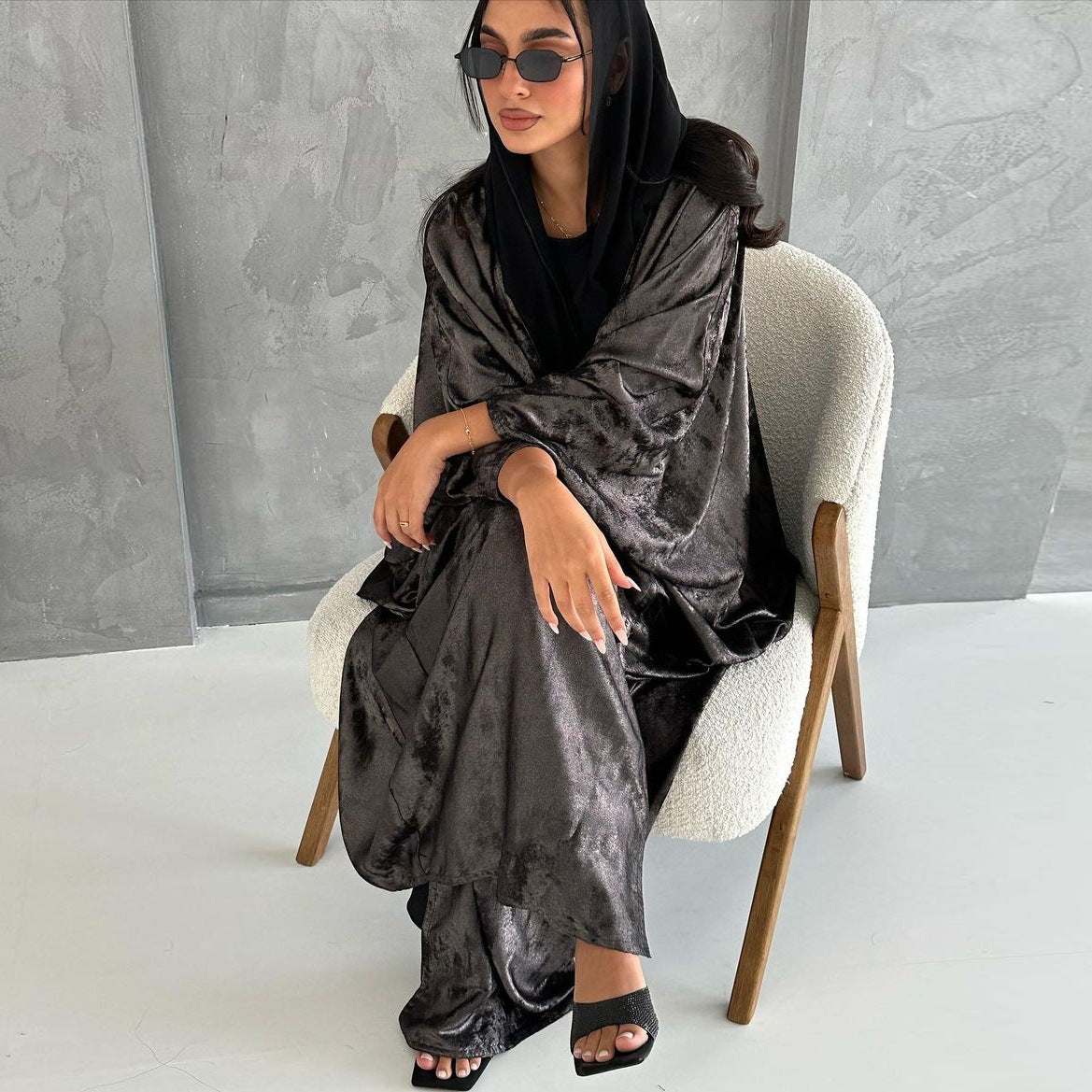 Plus Size Solid Color Cardigan Abaya