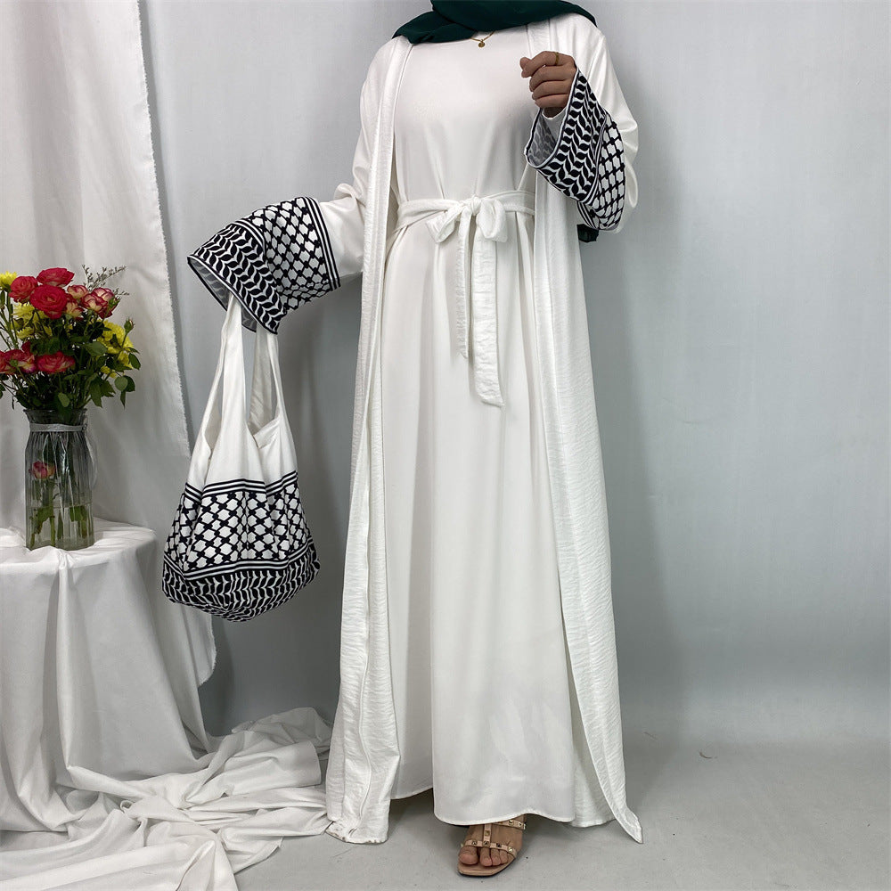 Embroidered Cuff Abaya with Bag