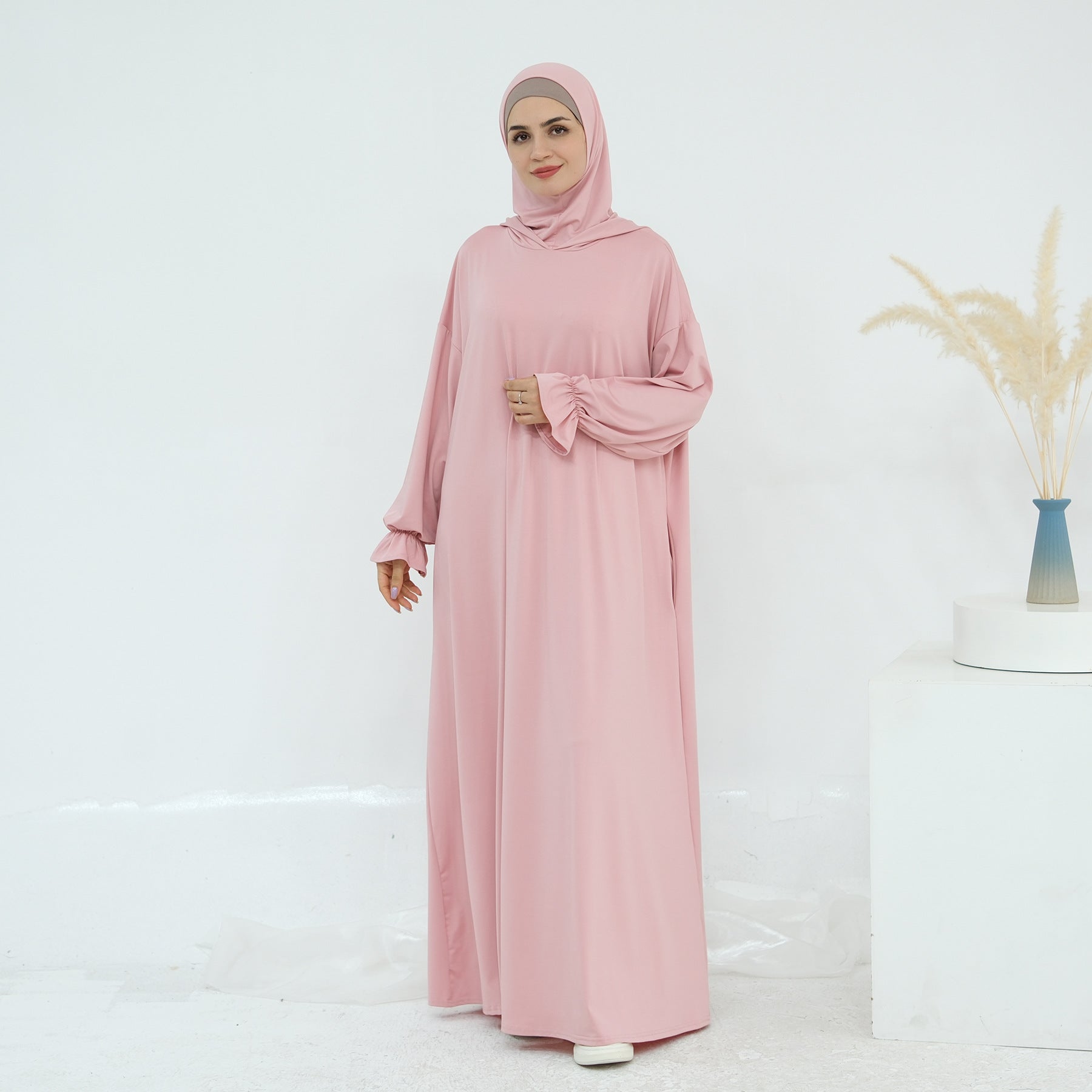 Solid Color Hooded Cape Abaya