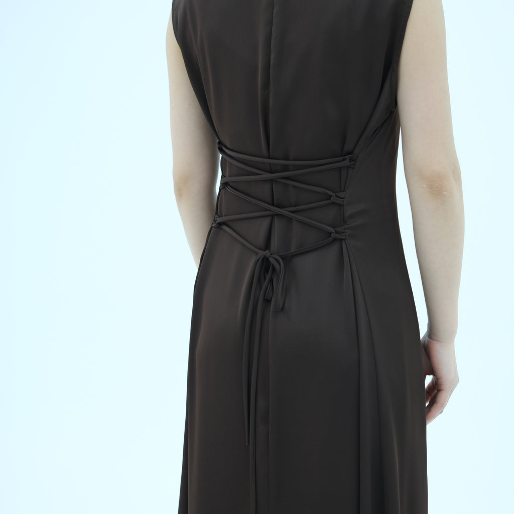 Sleeveless Dress with Back Waist Belt