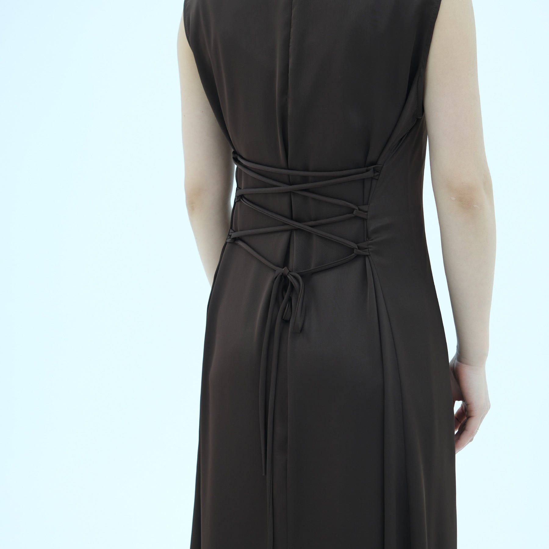 Sleeveless Dress with Back Waist Belt