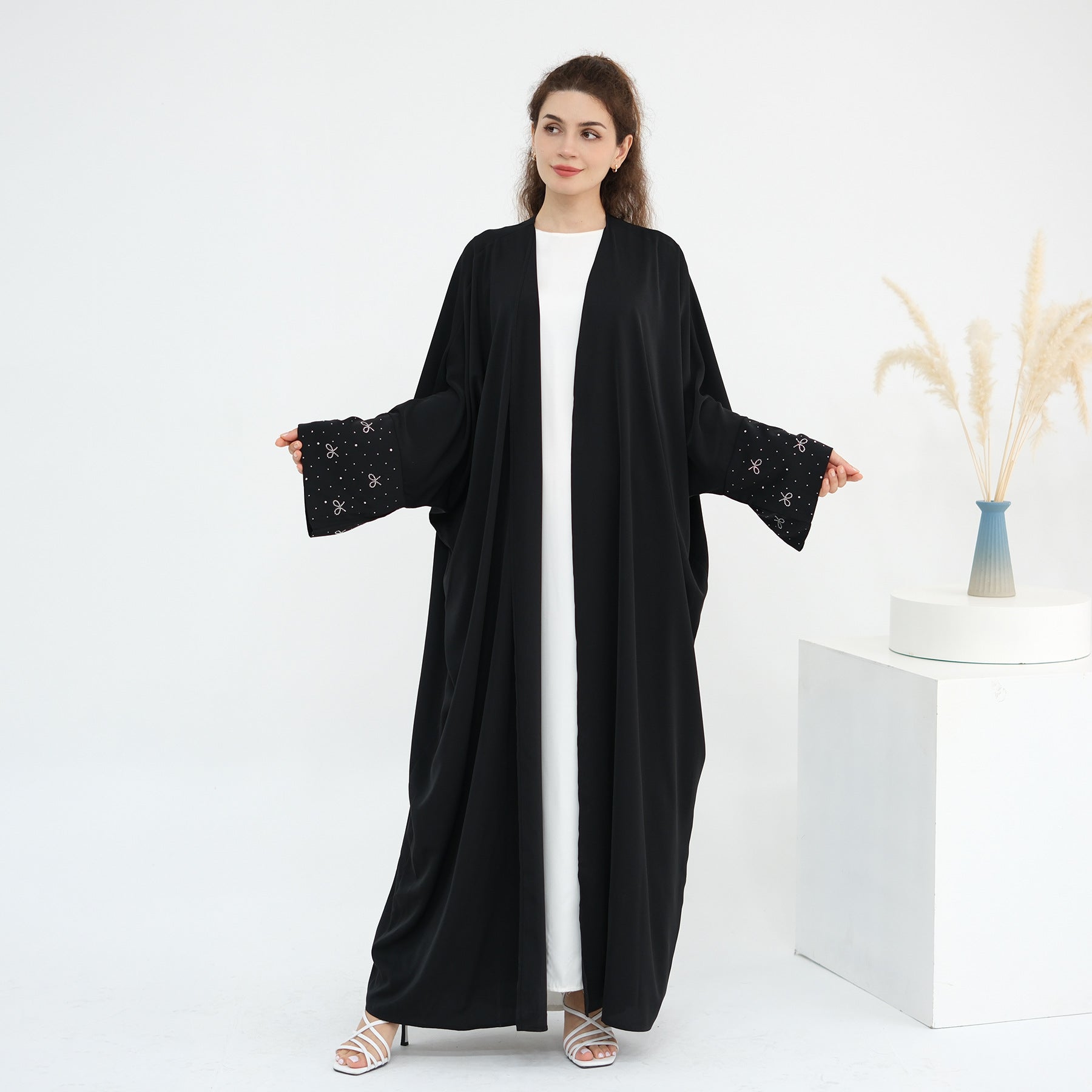 Beaded Bow Cardigan Abaya