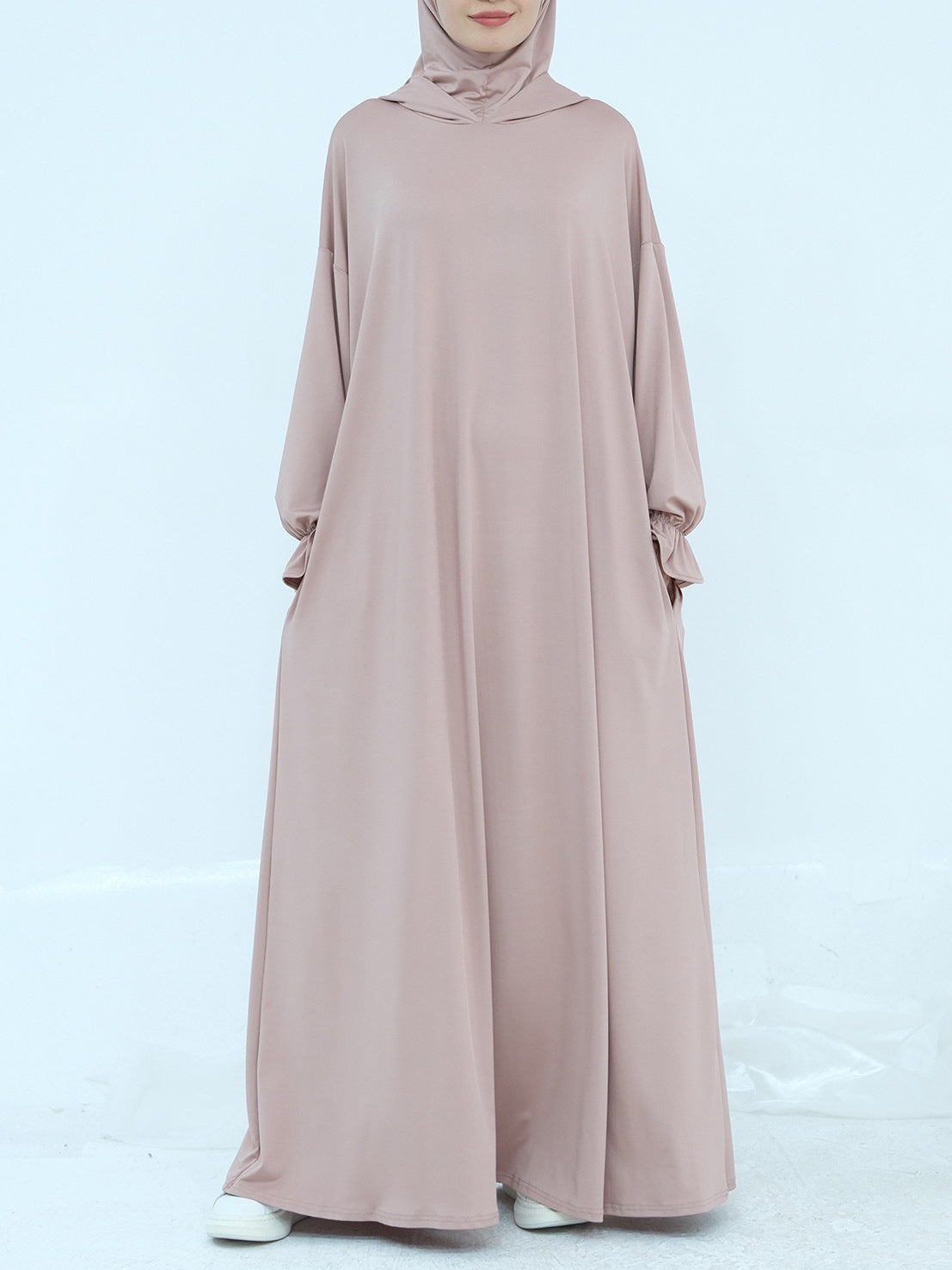 Solid Color Hooded Abaya