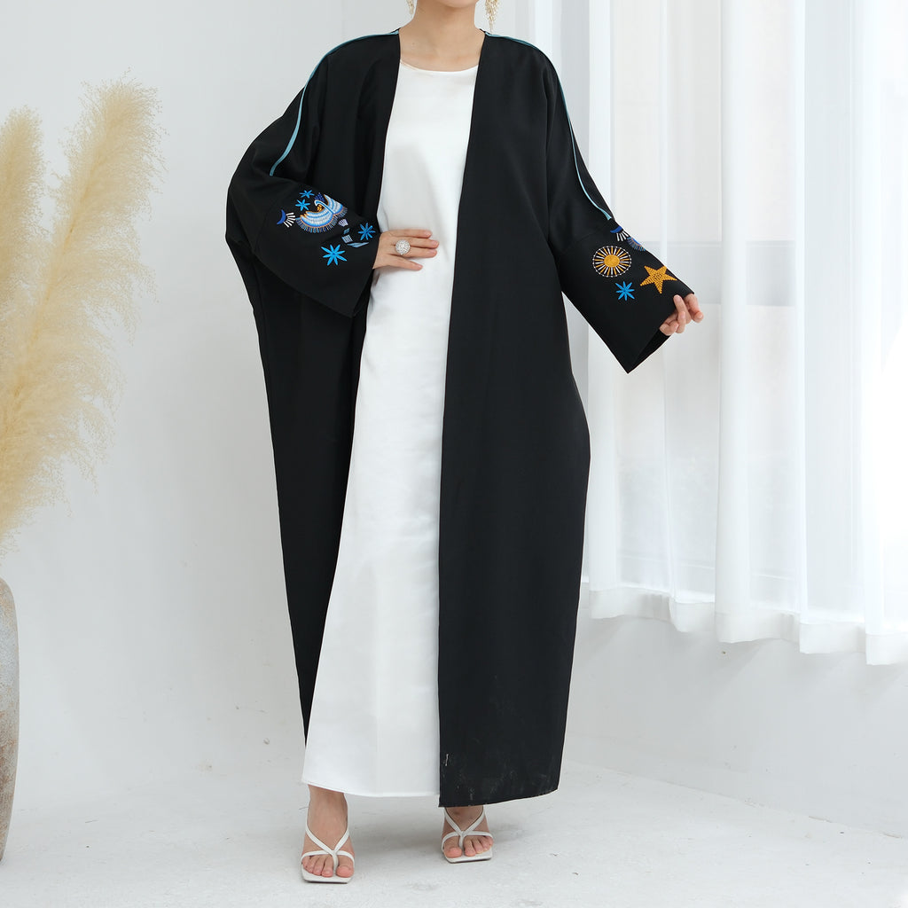 Star Embroidered Open Abaya