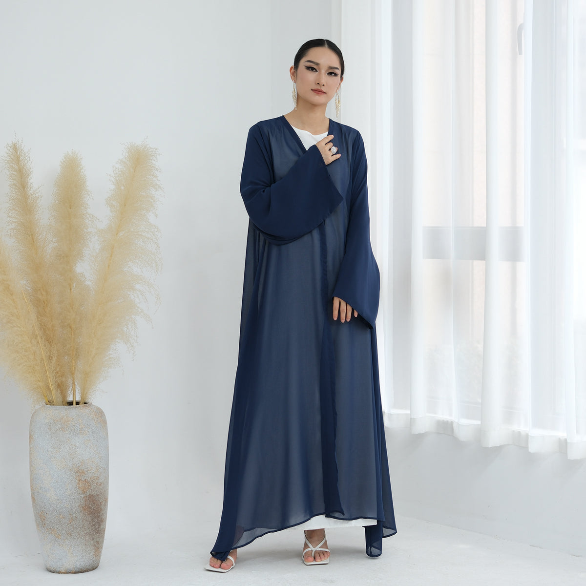 Elegant Chiffon Open Abaya