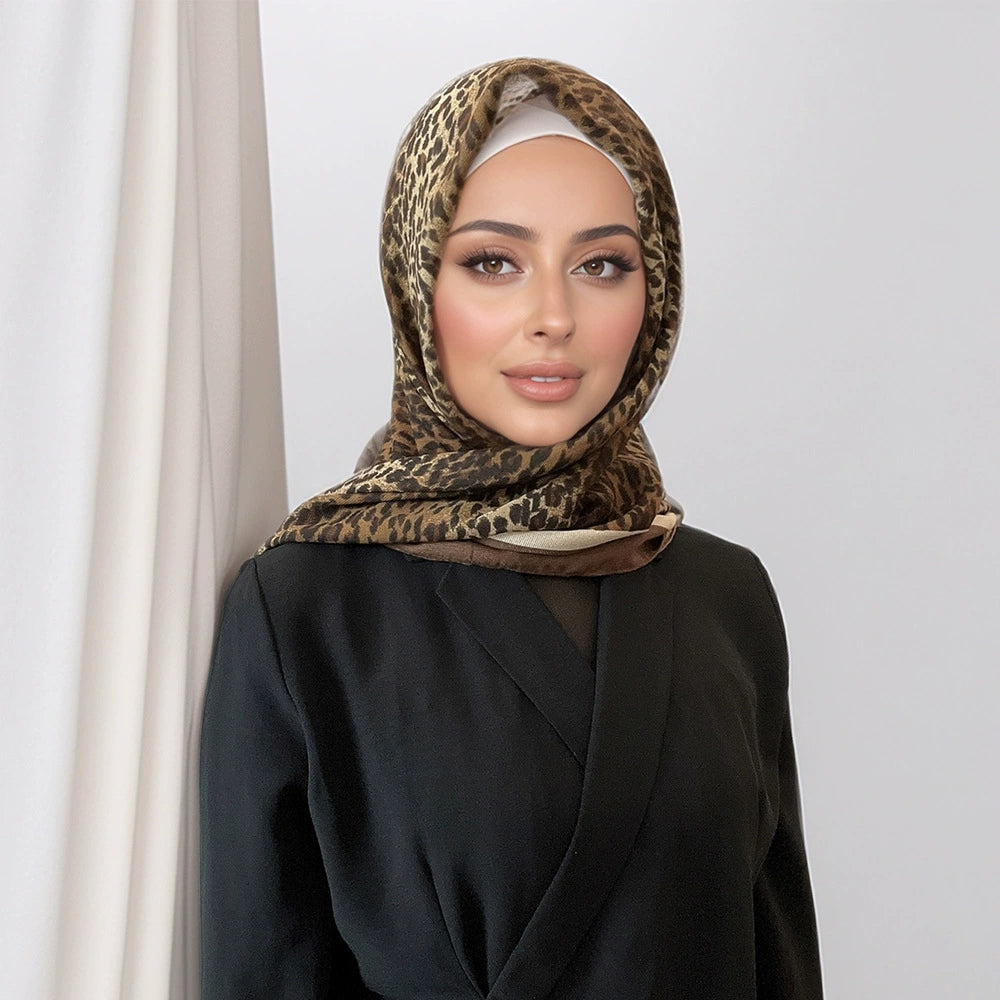 Leopard Print Square Scarf Hijab