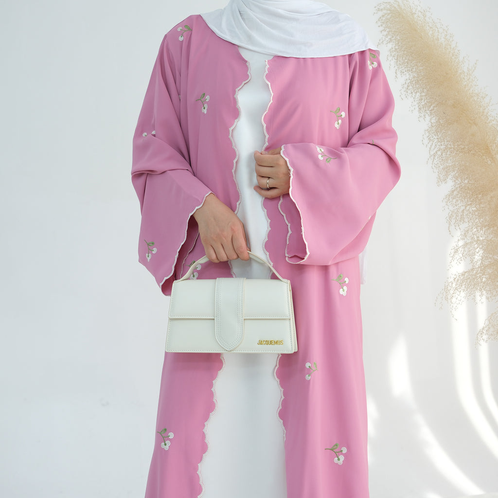 Flower Embroidery Elegant Lace Abaya