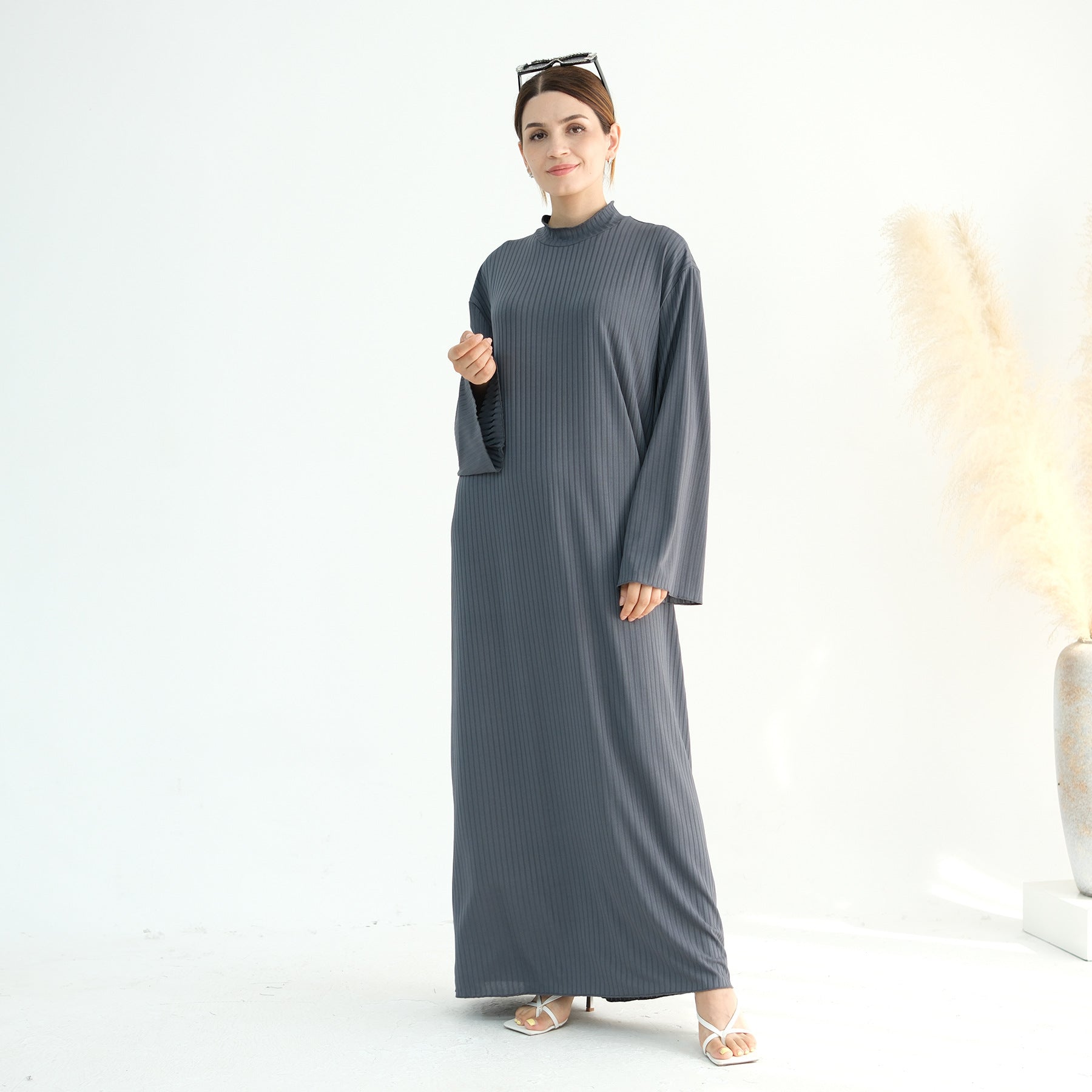 Knit Ribbed Maxi Dress Abaya