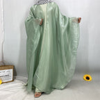Shiny Satin Batwing Sleeve Shawl Abaya