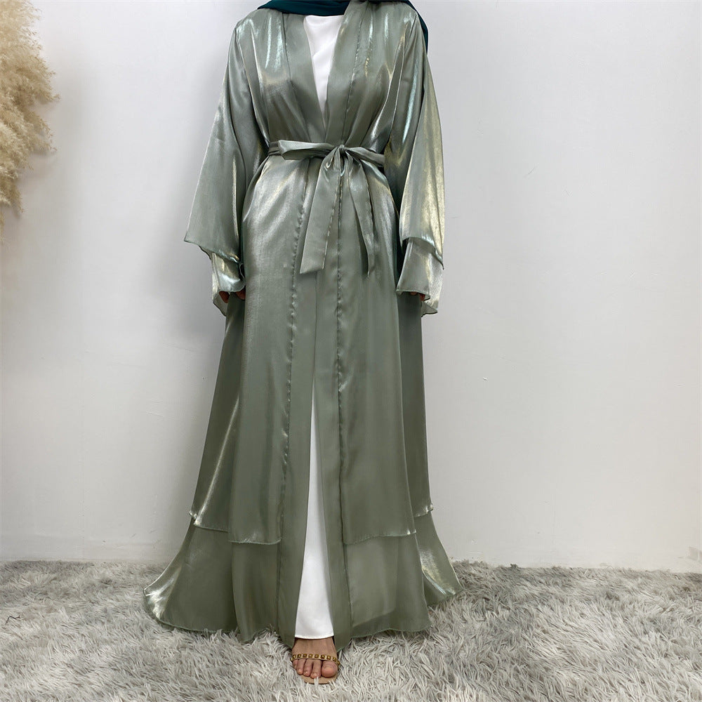 Shiny Satin Cardigan Abaya
