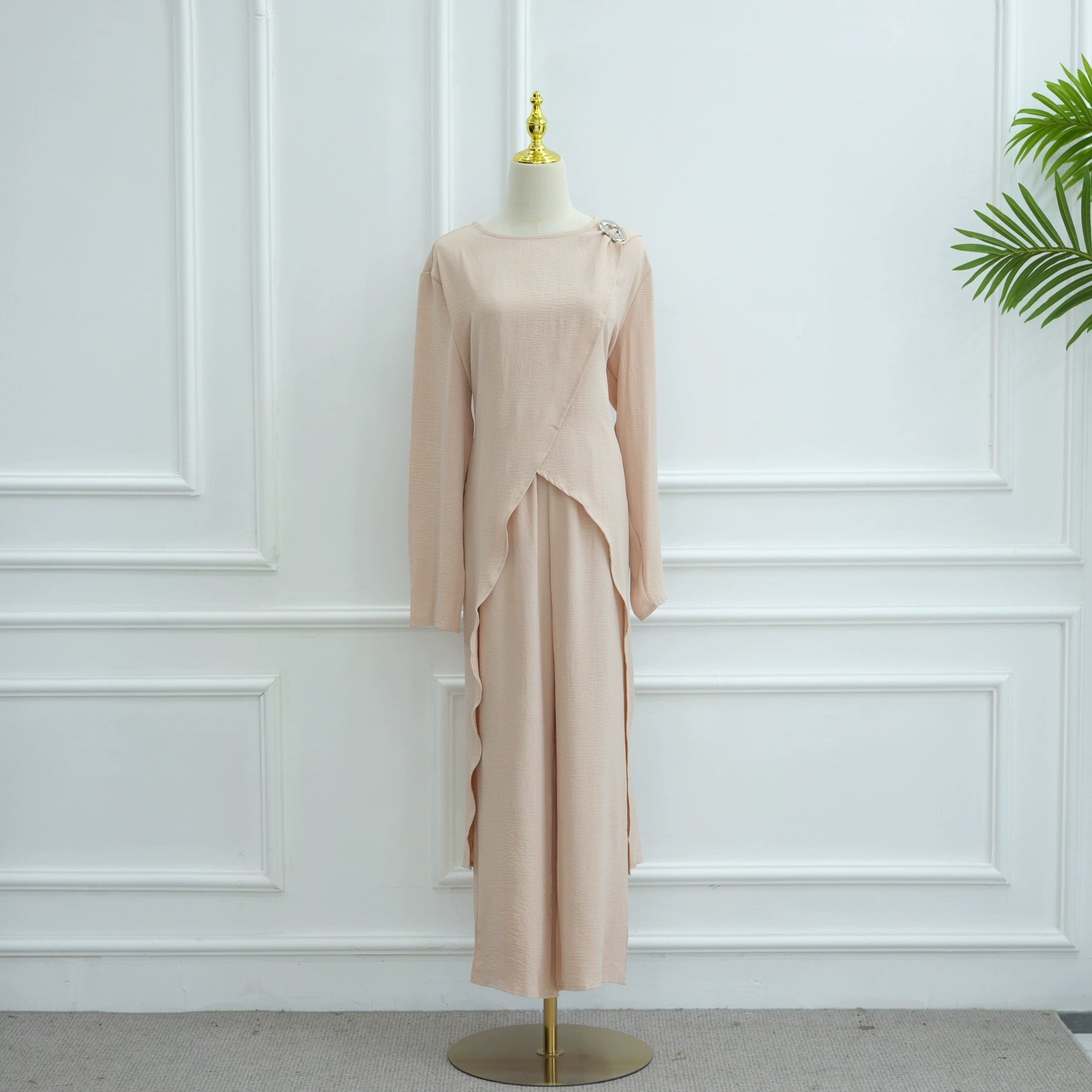 Solid Color Fashion Two-Piece Abaya