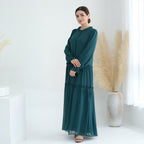 Solid Color Light Flared Sleeve Dress Hijab Set