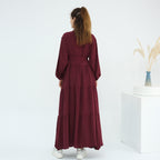 Solid Color Ruffled Two-Piece Abaya
