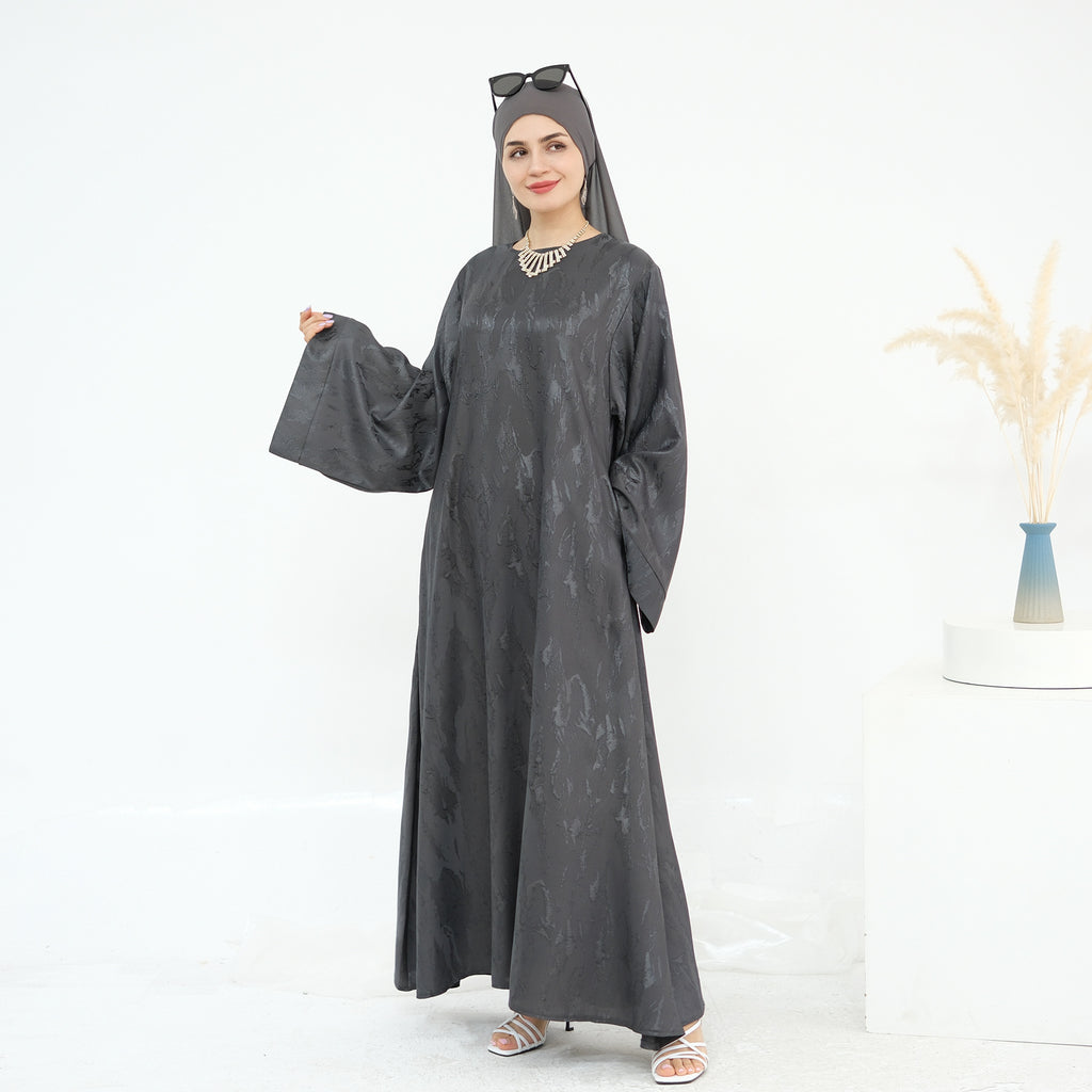 Jacquard Simple Dress Abaya with Hijab