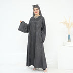 Jacquard Simple Dress Abaya with Hijab
