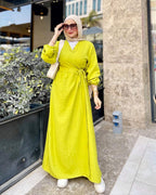 Yellow V-neck Minimalist Dress