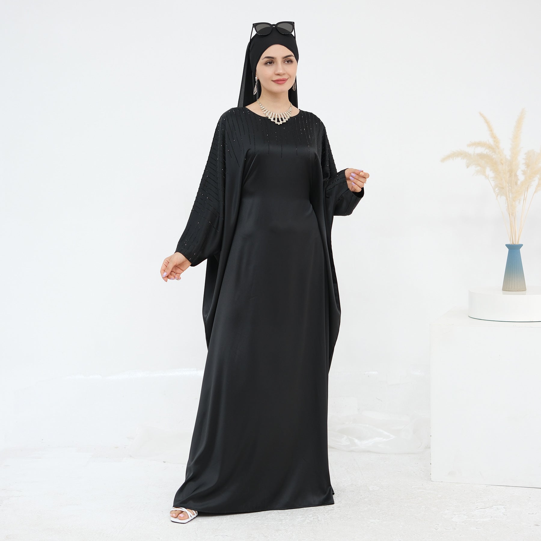Luxury Rhinestone Embellished Abaya Dress