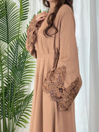 Solid Color Floral Lace Abaya