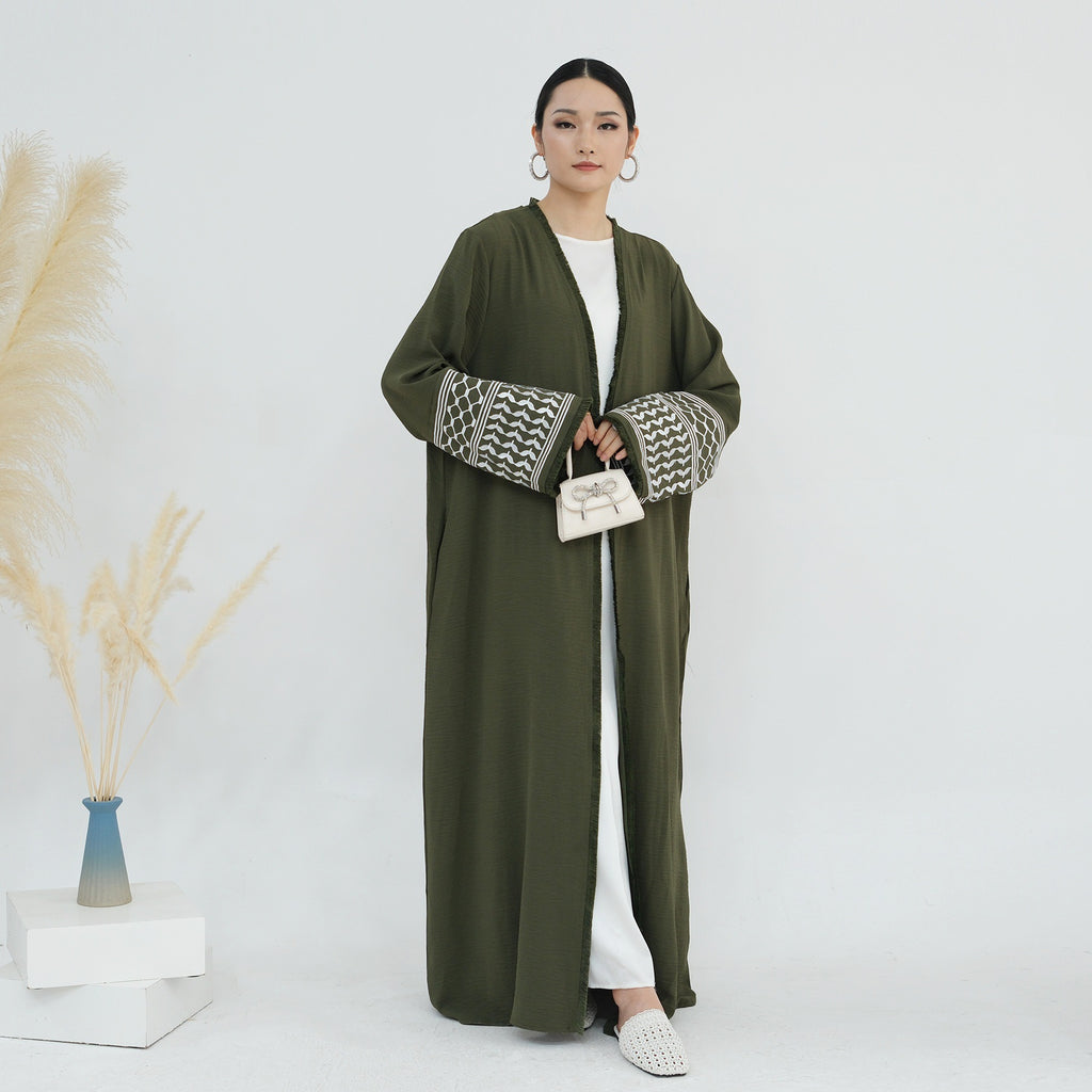 Cotton Embroidery Tassel Abaya