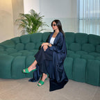 Glossy Solid Color Cardigan Abaya