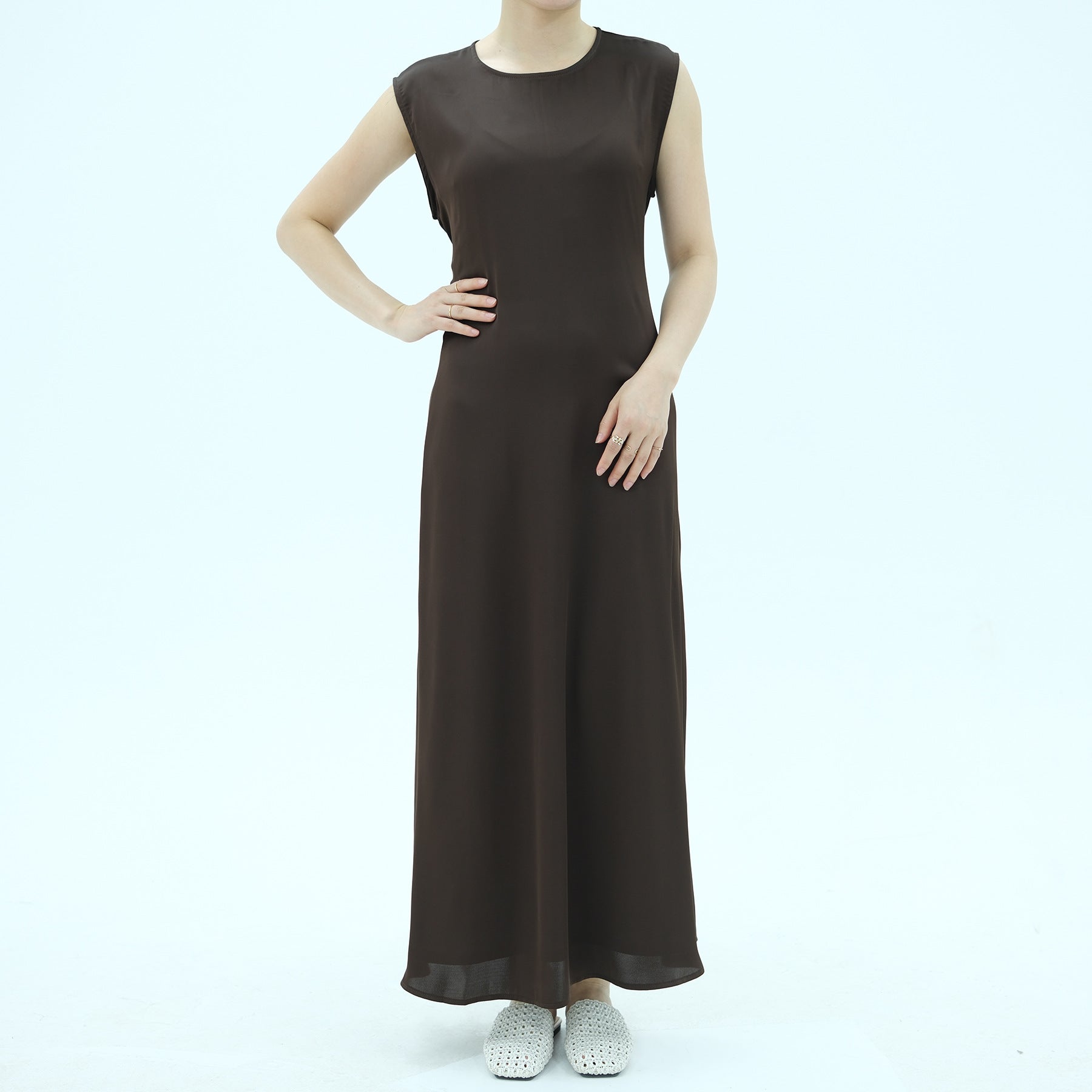 Sleeveless Dress with Back Waist Belt