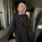 2 Pcs Abaya Solid Color Cardigan and Skirt