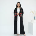 Flower Embroidery Cardigan Abaya with Hijab