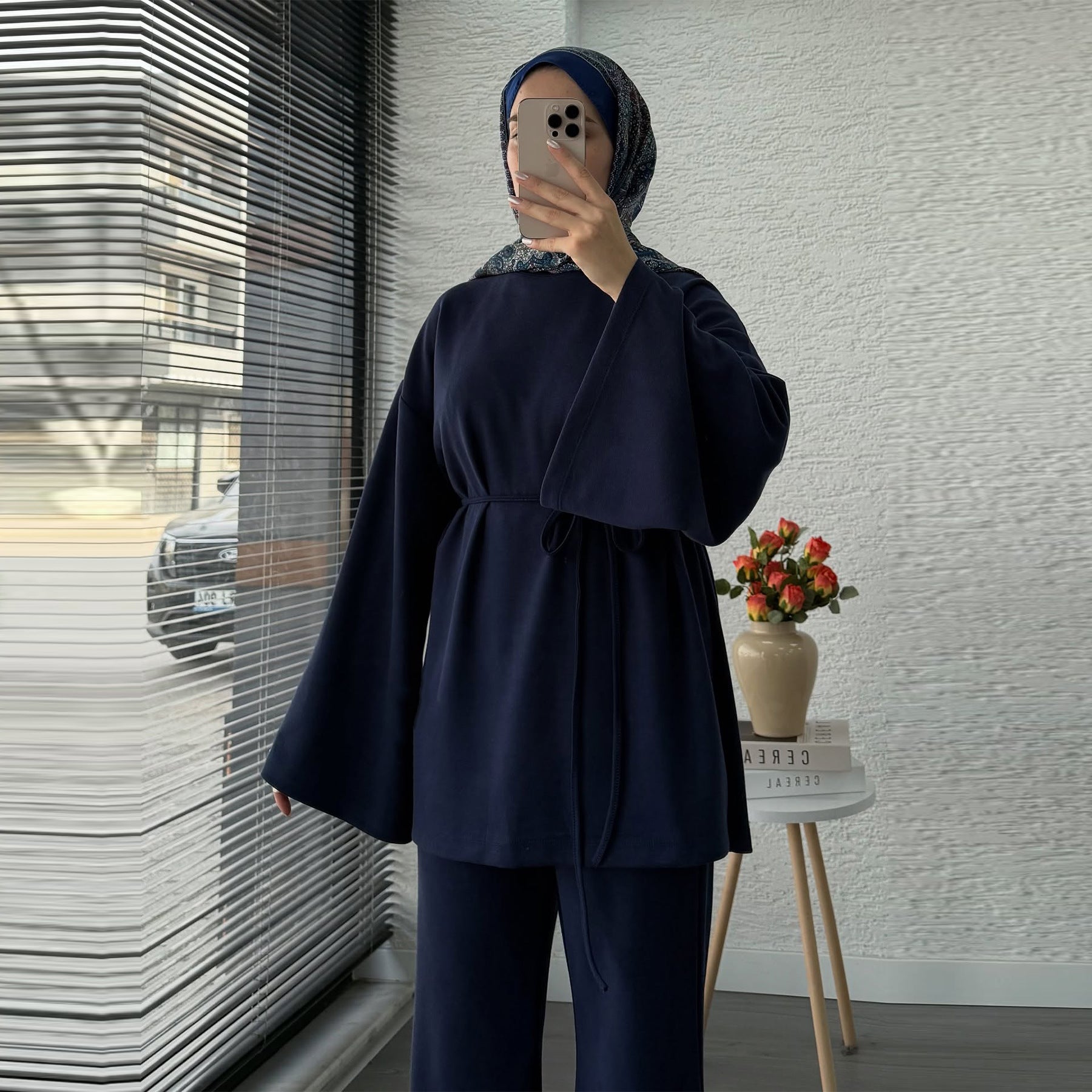 Solid Color Two-Piece Abaya Set