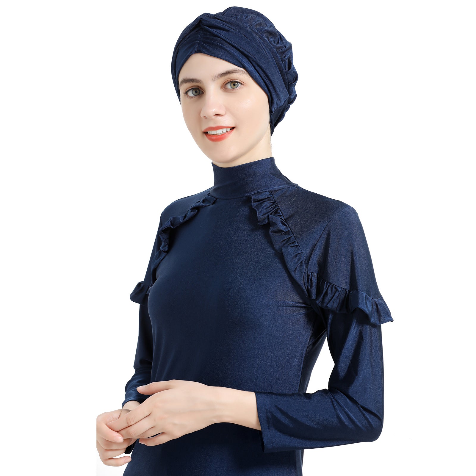 Blue Minimalist 3PCS Swimwear Burkini