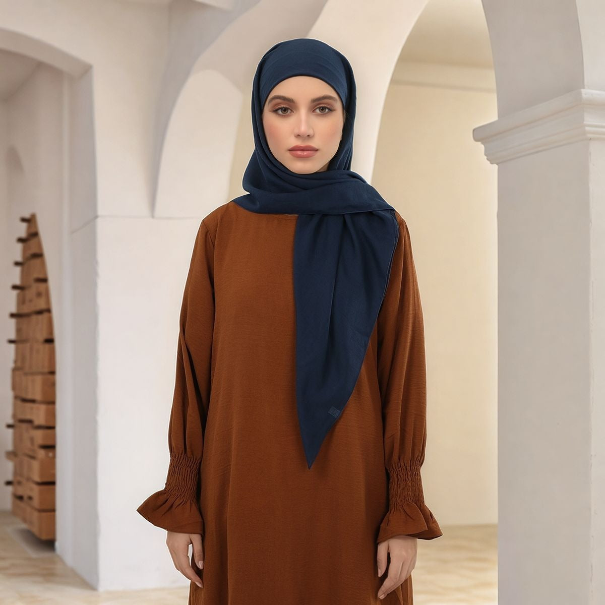 Golden Crown Chiffon Long Scarf for Women