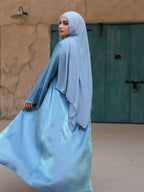 Lake Blue Tie Cardigan Abaya