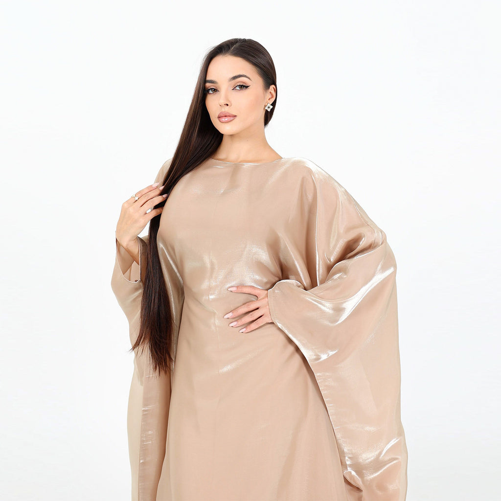 Shining Solid Color Dress Abaya