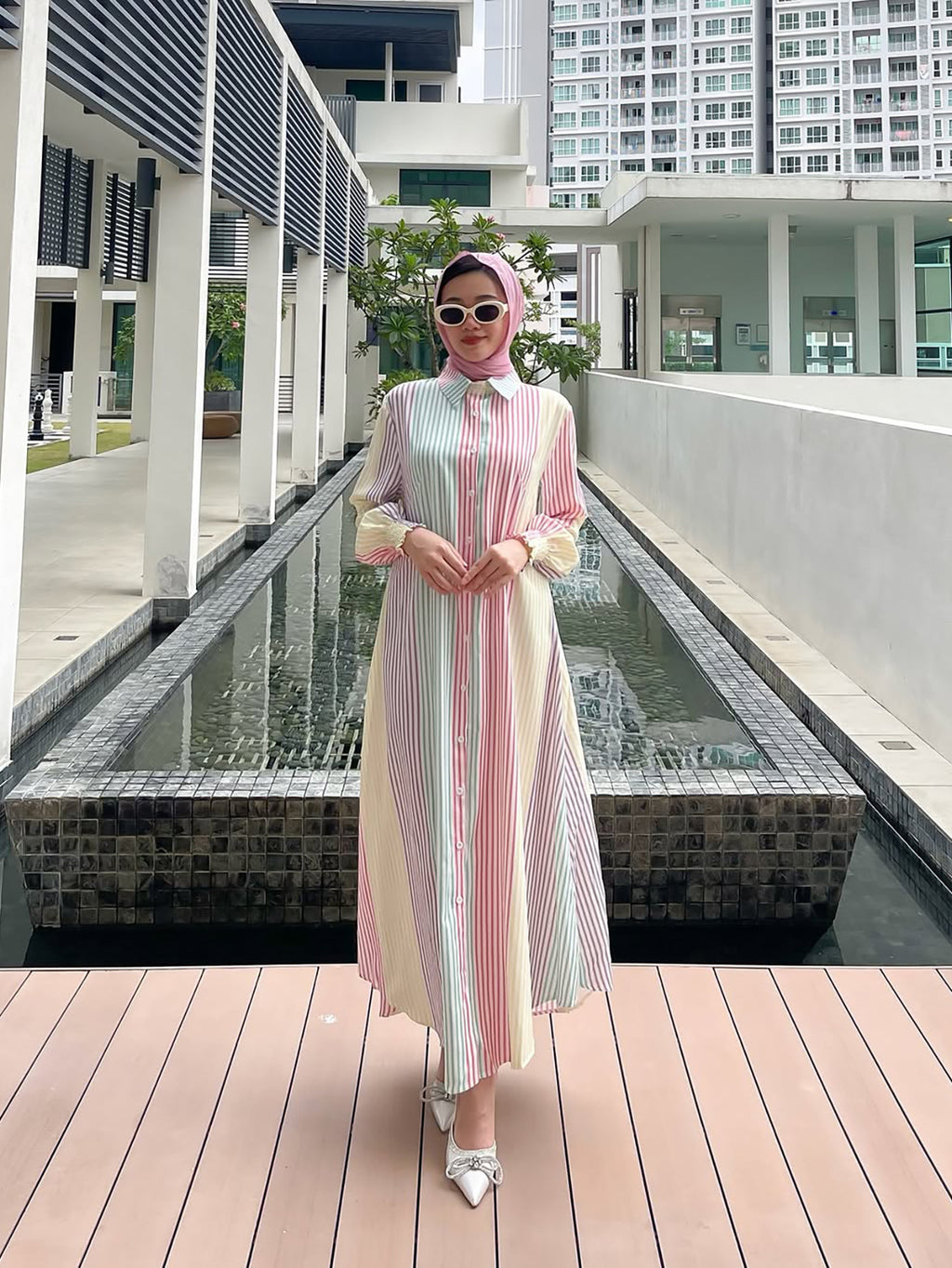 Colorful Striped Abaya