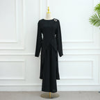 Solid Color Fashion Two-Piece Abaya