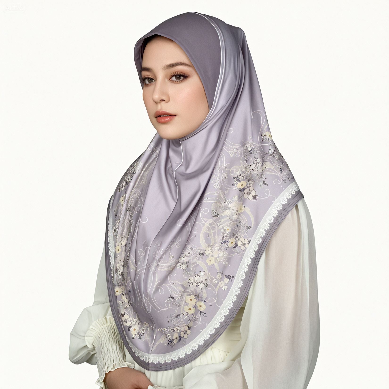 Embellished Printed Hijab Scarf