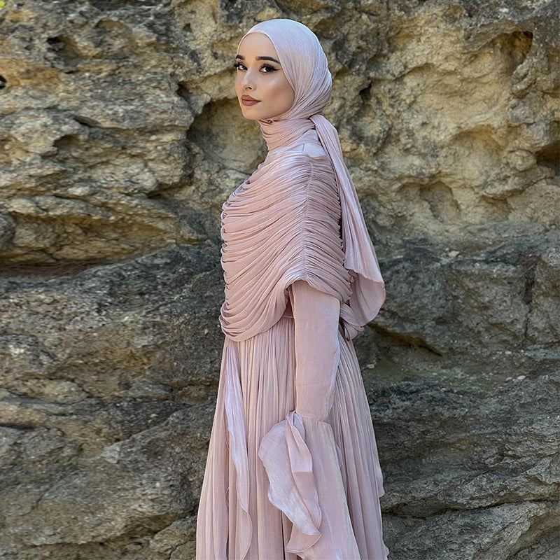 Ruffle Elegant Pleated Maxi Dress