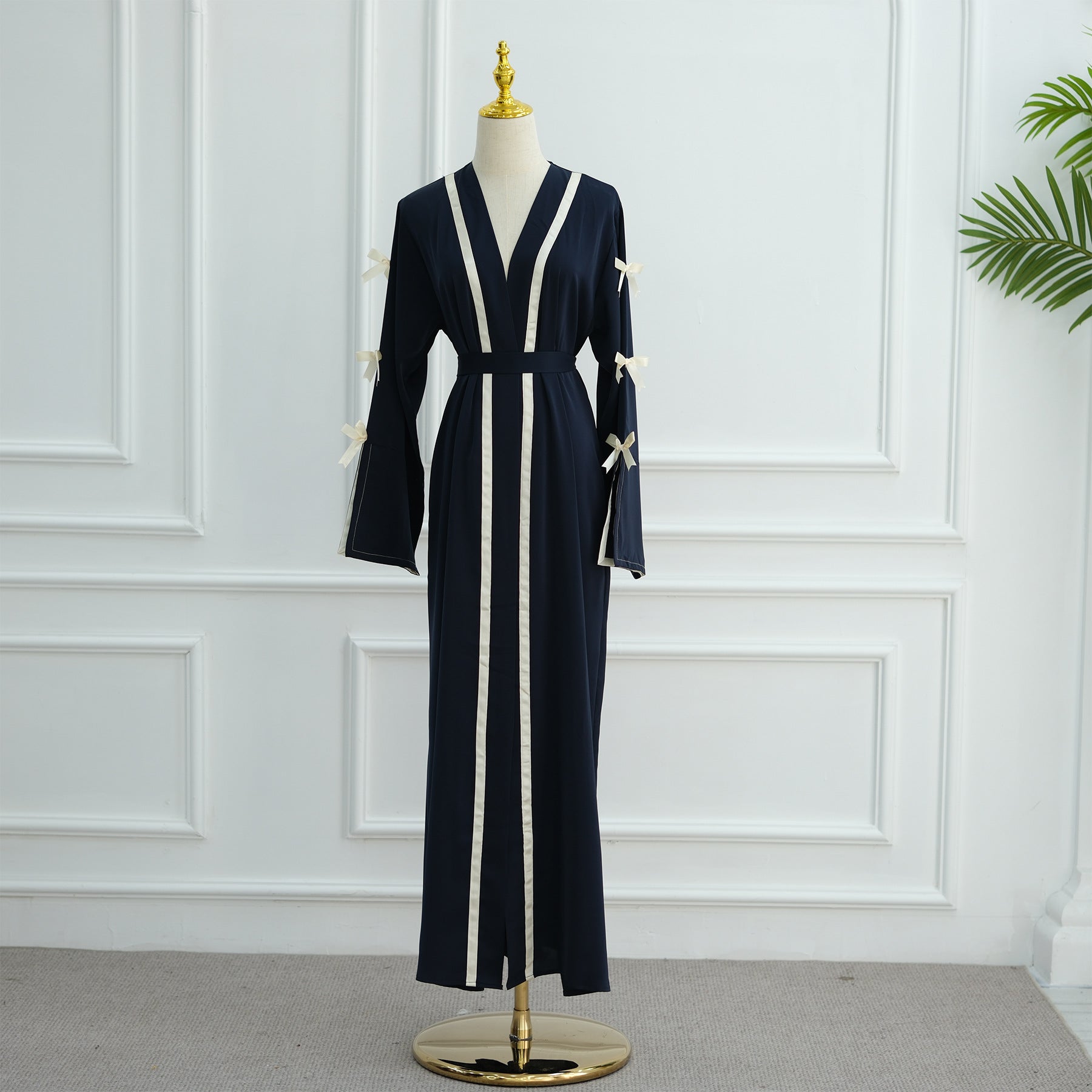 Modest Open Kimono Style with Bowknots