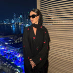 Solid Color Flower Embroidered Cardigan Abaya