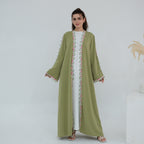 Flower Embroidered Cardigan Abaya